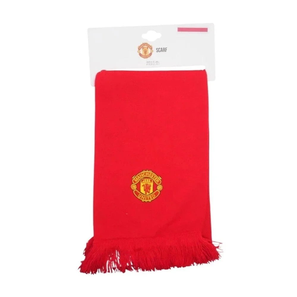 Manchester United‎ Red Embroidered Logo Acrylic Scarf With Fringe New